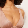 Graduated Padding Triangle Swimsuit Top Shiny Satin