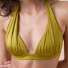 Graduated Padding Triangle Swimsuit Top Shiny Satin