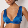 Graduated Padding Triangle Swimsuit Top Shiny Satin