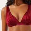 Graduated Padding Triangle Swimsuit Top Shiny Satin