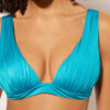 Graduated Padding Triangle Swimsuit Top Shiny Satin
