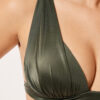 Graduated Padding Triangle Swimsuit Top Shiny Satin