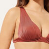 Graduated Padding Triangle Swimsuit Top Shiny Satin
