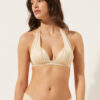 Graduated Padding Triangle Swimsuit Top Shiny Satin