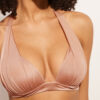 Graduated Padding Triangle Swimsuit Top Shiny Satin