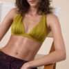 Graduated Padding Triangle Swimsuit Top Shiny Satin