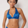 Graduated Padding Triangle Swimsuit Top Shiny Satin