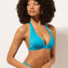 Graduated Padding Triangle Swimsuit Top Shiny Satin