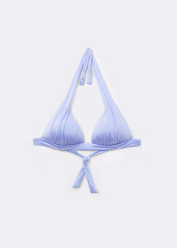 Graduated Padding Triangle Swimsuit Top Shiny Satin