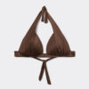 Graduated Padding Triangle Swimsuit Top Shiny Satin