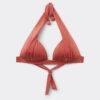 Graduated Padding Triangle Swimsuit Top Shiny Satin
