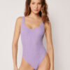 High Cut One Piece Swimsuit Crinkle Waves