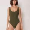 High Cut One Piece Swimsuit Crinkle Waves
