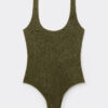 High Cut One Piece Swimsuit Crinkle Waves