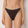 High Waist Brazilian Swimsuit Bottom Bicolor Embroidery High Waist Brazilian Swimsuit Bottom Bicolor Embroidery