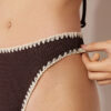 High Waist Brazilian Swimsuit Bottom Bicolor Embroidery High Waist Brazilian Swimsuit Bottom Bicolor Embroidery
