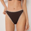 High Waist Brazilian Swimsuit Bottom Bicolor Embroidery High Waist Brazilian Swimsuit Bottom Bicolor Embroidery