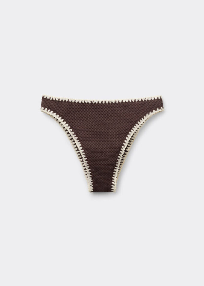 High Waist Brazilian Swimsuit Bottom Bicolor Embroidery High Waist Brazilian Swimsuit Bottom Bicolor Embroidery