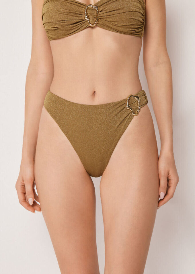High-Waisted Brazilian Swimsuit Bottom Sophisticated Shine High-Waisted Brazilian Swimsuit Bottom Sophisticated Shine