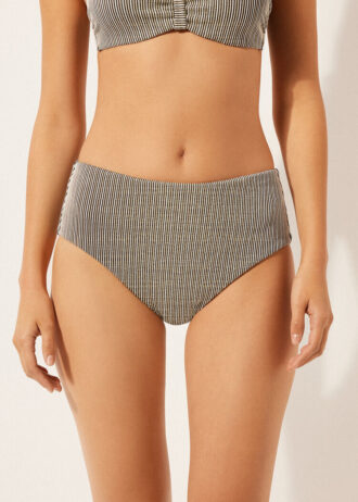 High-Waisted Swimsuit Bottoms Golden Stripes