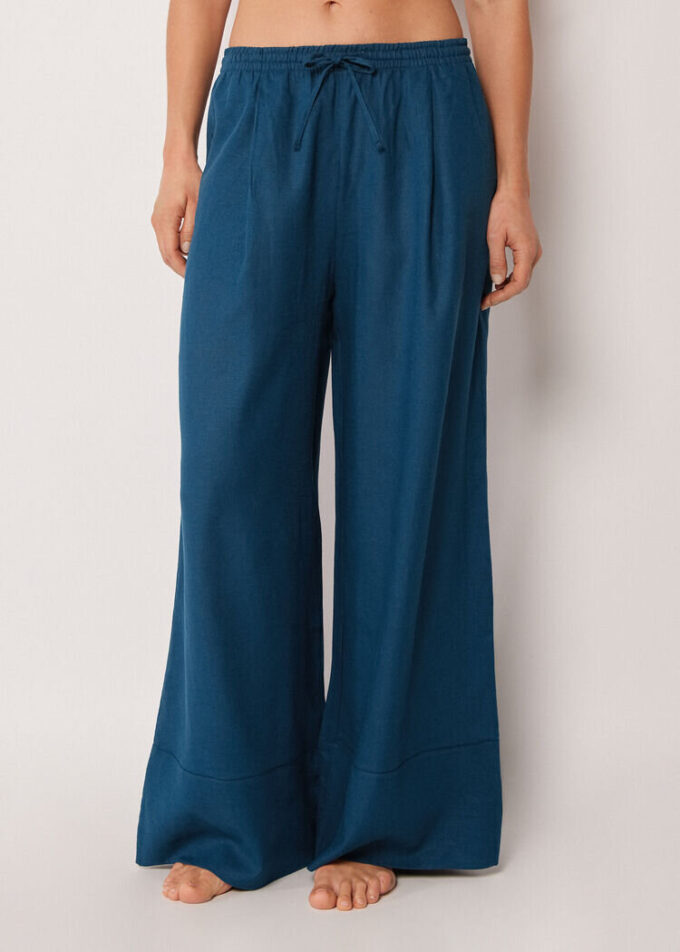 Linen and Viscose Palazzo Pants