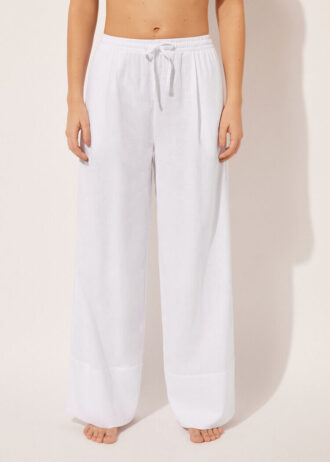 Linen and Viscose Palazzo Pants