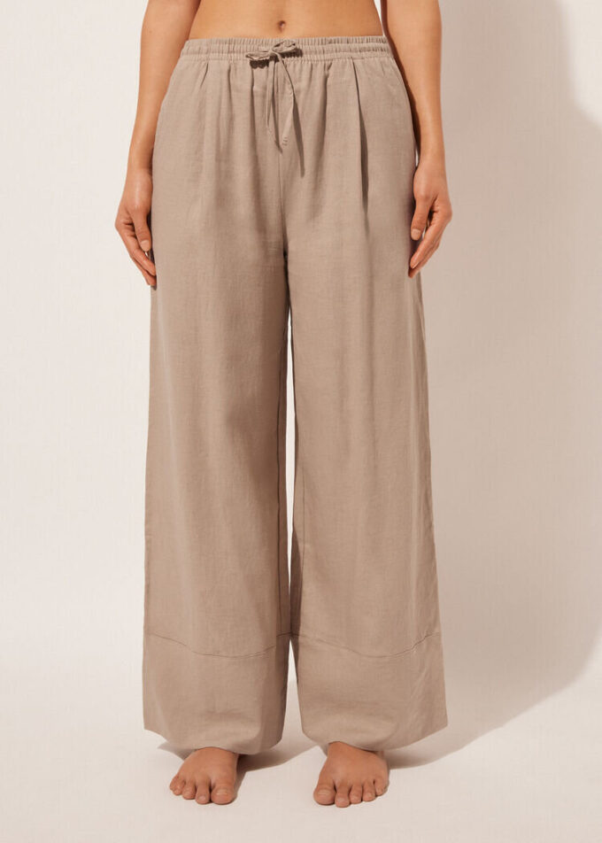 Linen and Viscose Palazzo Pants