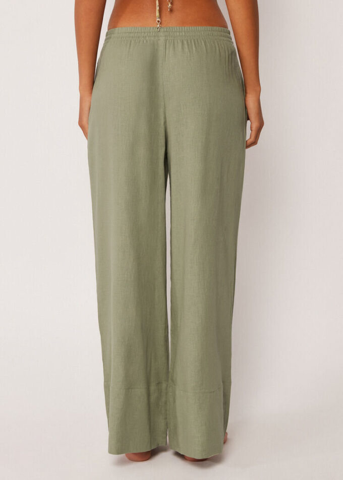 Linen and Viscose Palazzo Pants