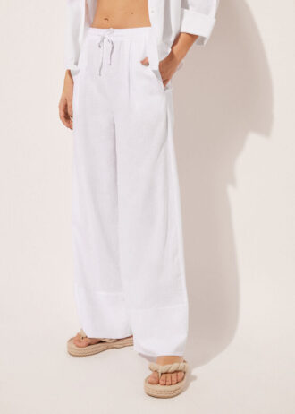 Linen and Viscose Palazzo Pants