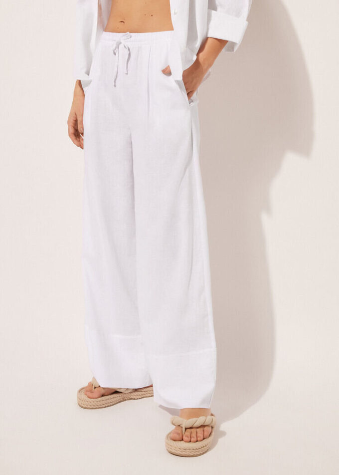 Linen and Viscose Palazzo Pants