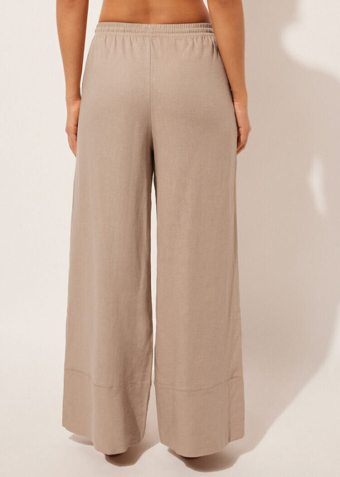 Linen and Viscose Palazzo Pants