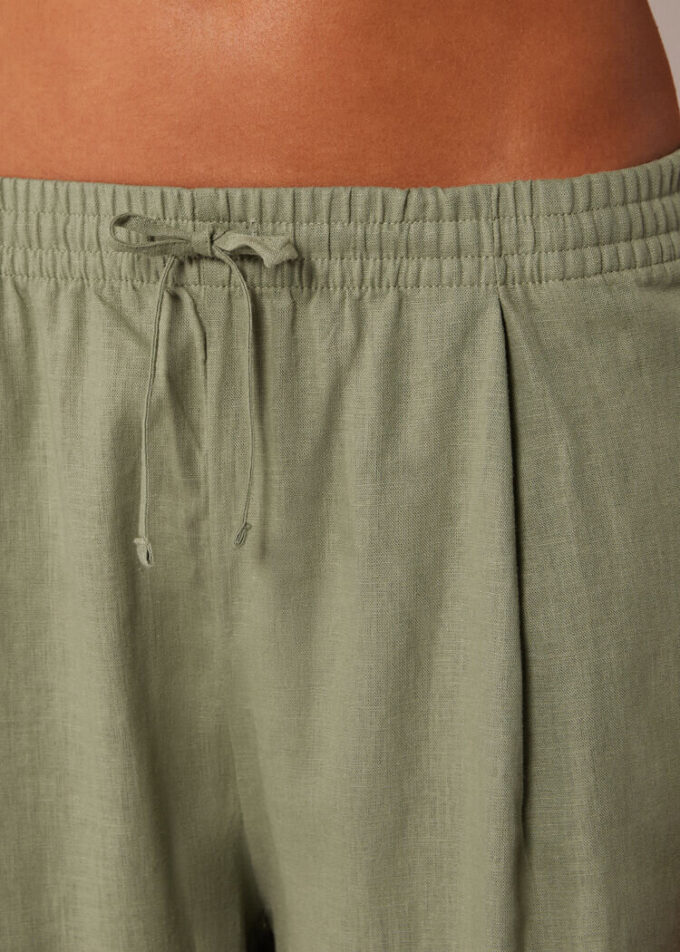 Linen and Viscose Palazzo Pants