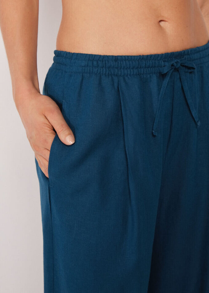 Linen and Viscose Palazzo Pants