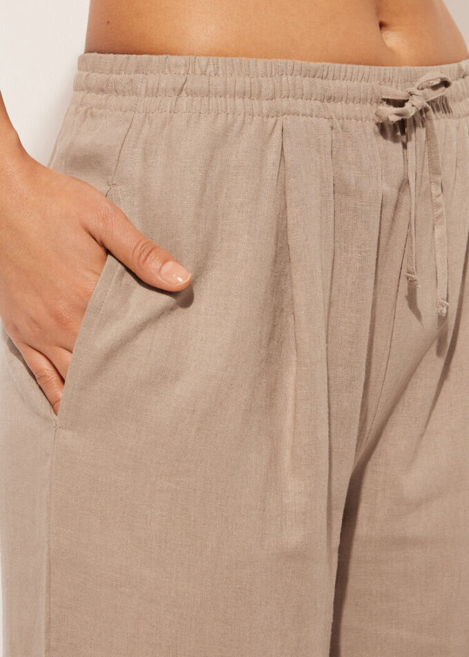 Linen and Viscose Palazzo Pants