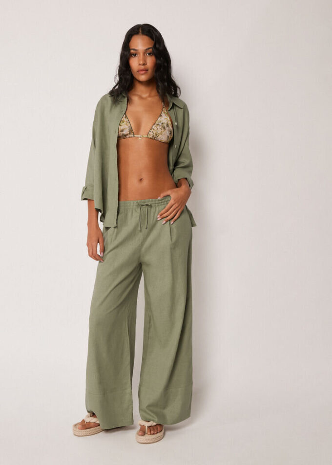 Linen and Viscose Palazzo Pants