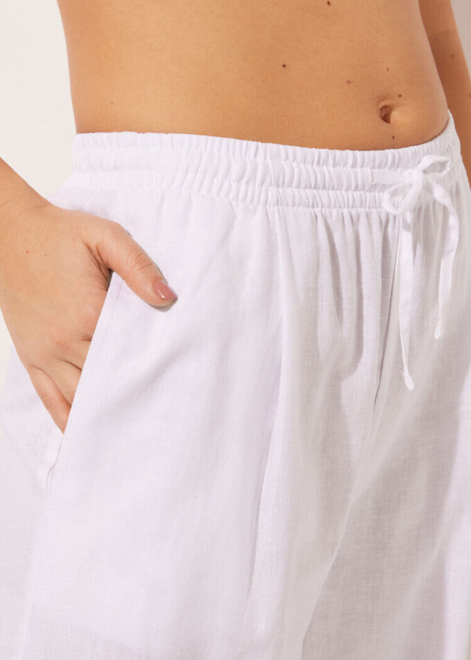 Linen and Viscose Palazzo Pants