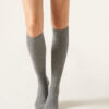 Long Ribbed Wool and Cashmere Socks