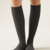 Long Ribbed Wool and Cashmere Socks