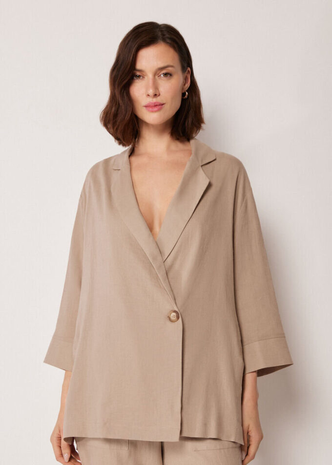 Loose Fit Blazer with Linen