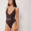 One Piece Swimsuit Bicolor Embroidery