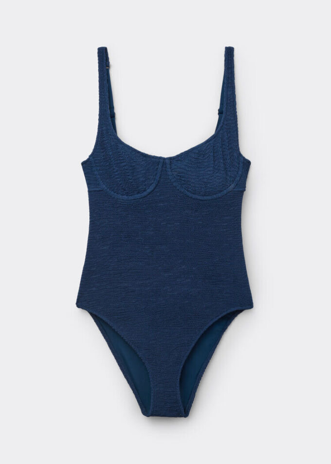 One Piece Swimsuit Crinkle Waves