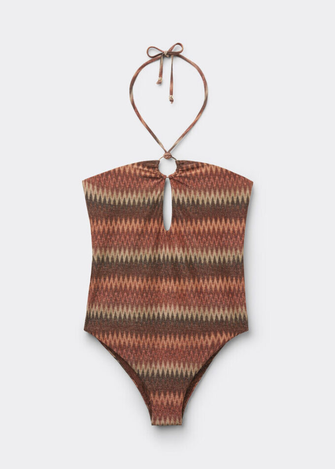One Piece Swimsuit Golden Chevron
