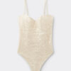 One Piece Swimsuit Sequin Net