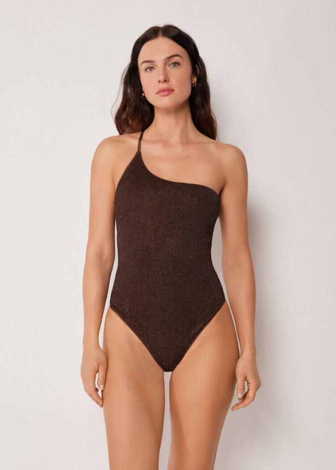 One-Shoulder Swimsuit Metallic Glow One-Shoulder Swimsuit Metallic Glow