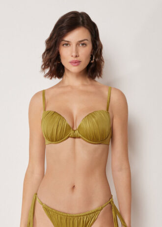 Padded Push-Up Bikini Top Shiny Satin