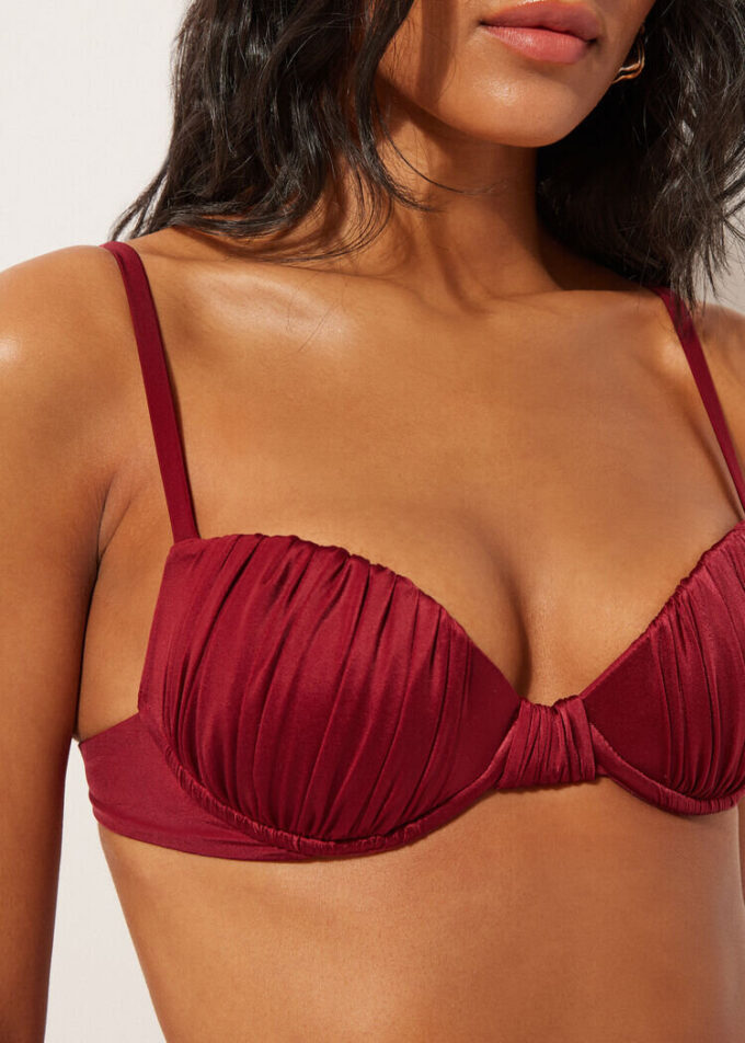 Padded Push-Up Bikini Top Shiny Satin