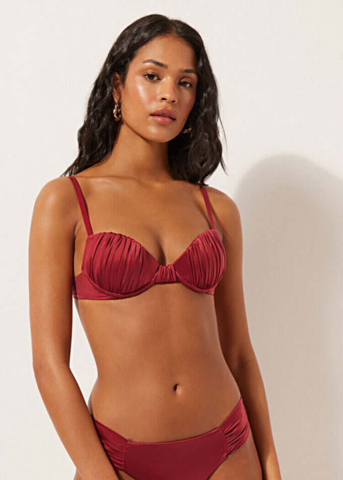 Padded Push-Up Bikini Top Shiny Satin
