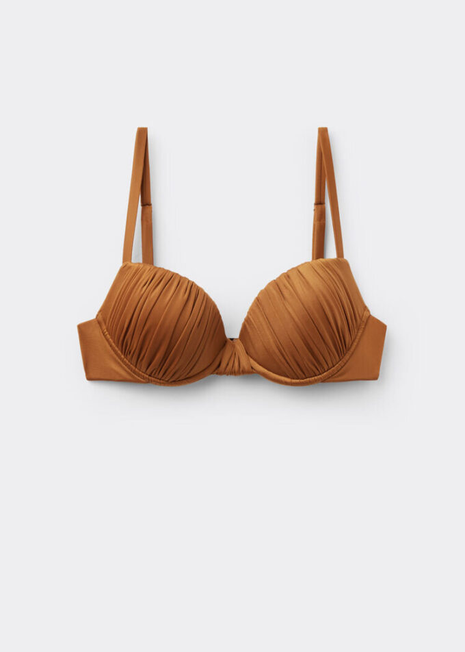 Padded Push-Up Bikini Top Shiny Satin