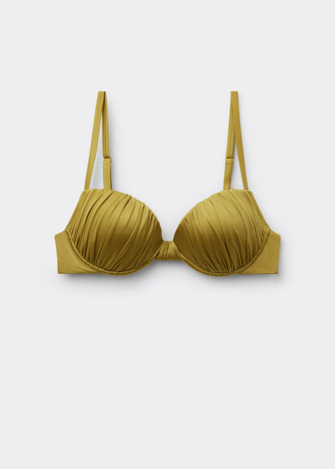 Padded Push-Up Bikini Top Shiny Satin