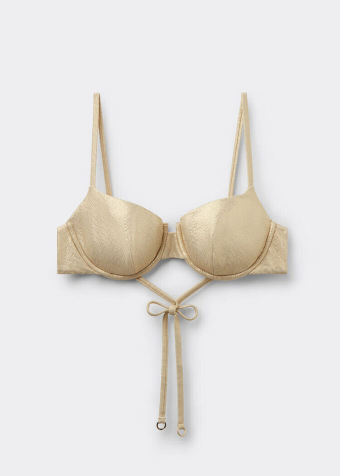 Push-Up Swimsuit Top Gold Waves Push-Up Swimsuit Top Gold Waves